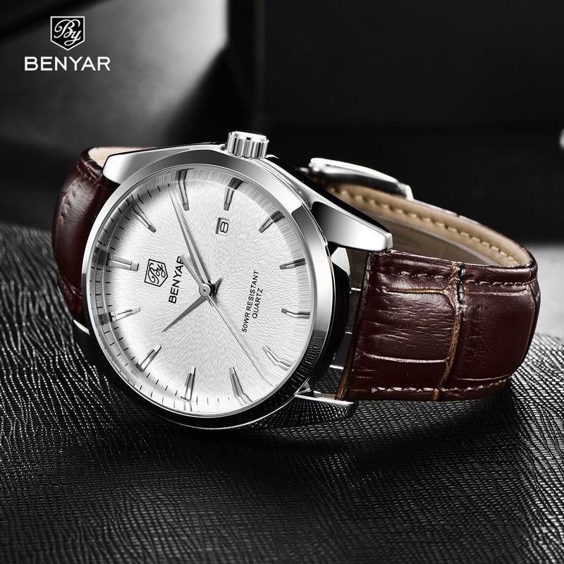 Leather Fashion Sport Men's Watches Luxury Military Quartz Analog Waterproof Men Watch