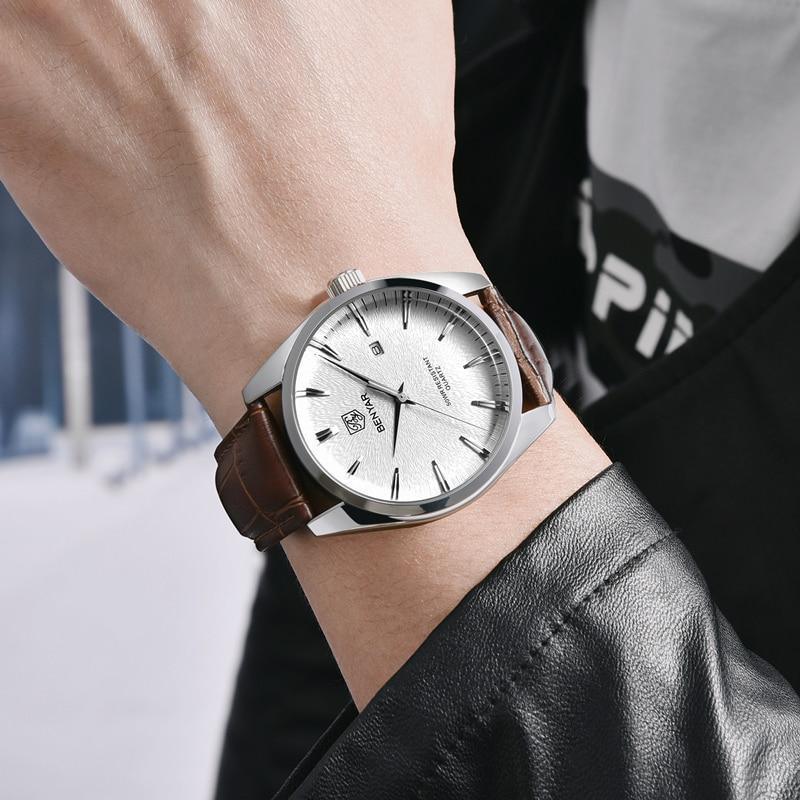 Leather Fashion Sport Men's Watches Luxury Military Quartz Analog Waterproof Men Watch