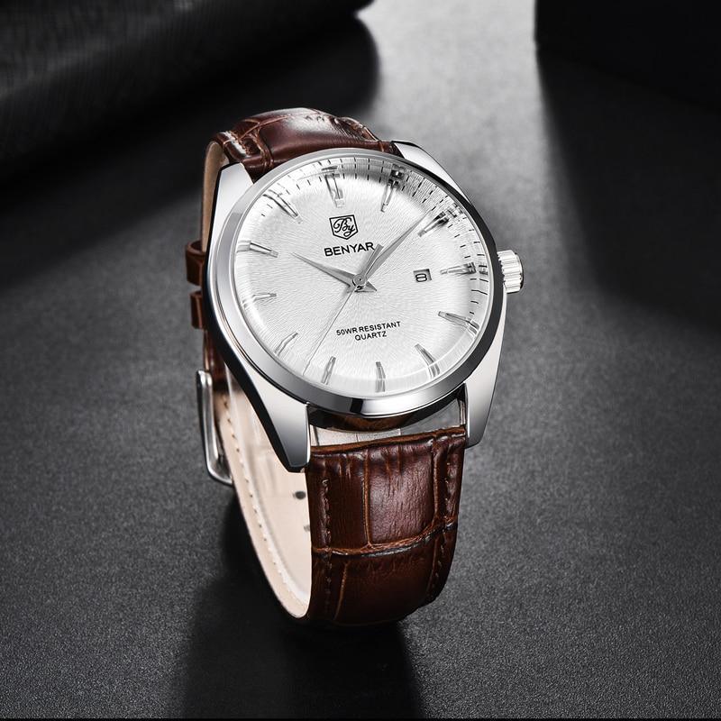 Leather Fashion Sport Men's Watches Luxury Military Quartz Analog Waterproof Men Watch