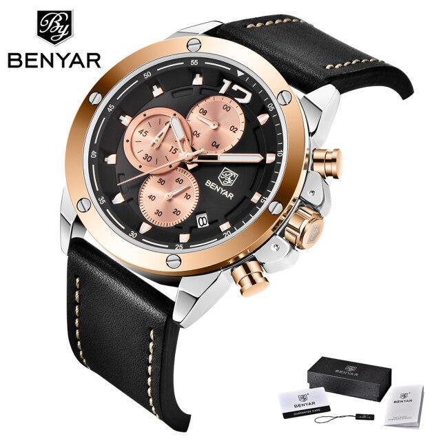 Multifunction Brown Luxury New Men's Watches Quartz Sport Chronograph Elegant Leather Bracelet Men Wrist Watch