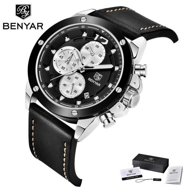 Multifunction Brown Luxury New Men's Watches Quartz Sport Chronograph Elegant Leather Bracelet Men Wrist Watch