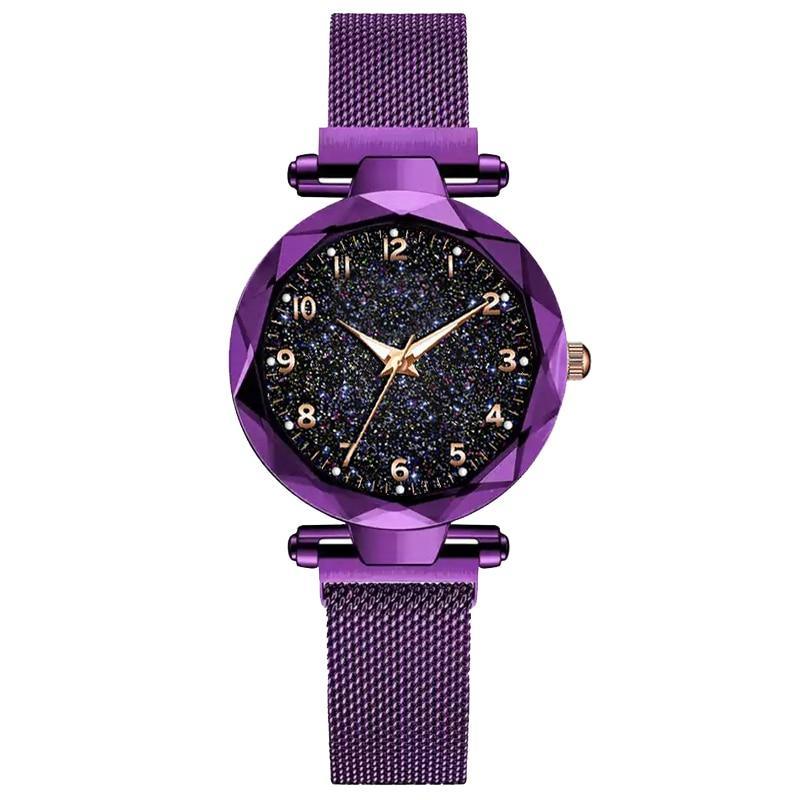 Luxury Simple Women Watches Quartz Magnetic Wristwatch Fashion Starry Sky Design Watch For Women