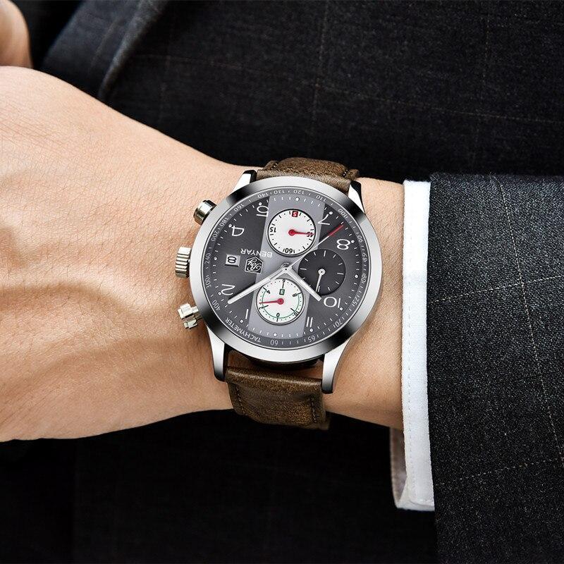 Luxury New Men's Sport Wrist Watches Military Leather Waterproof Watch Luminous Hands Mens Watches