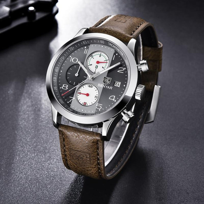 Luxury New Men's Sport Wrist Watches Military Leather Waterproof Watch Luminous Hands Mens Watches