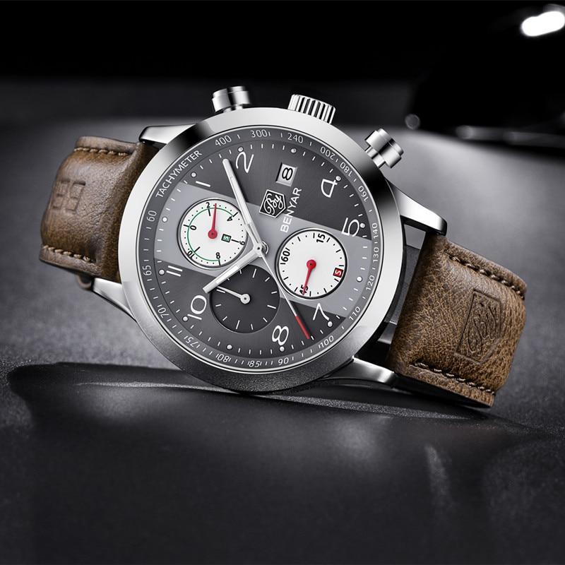 Luxury New Men's Sport Wrist Watches Military Leather Waterproof Watch Luminous Hands Mens Watches