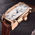 Luxury Business Men's Watches Brown Casual Wrist Leather Strap Waterproof Classic Rectangle Square Watch