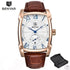 Luxury Business Men's Watches Brown Casual Wrist Leather Strap Waterproof Classic Rectangle Square Watch