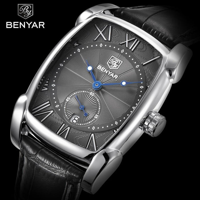 Luxury Business Men's Watches Brown Casual Wrist Leather Strap Waterproof Classic Rectangle Square Watch