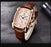 Classic Rectangle Waterproof Case Vintage Design Luxury Watches Leather Strap Business Casual Analog Wrist Watch For Men