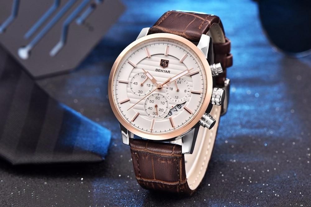 Luxury Steel Sports Men's Watches Business Design Leather Band Wrist Watch Military Quartz