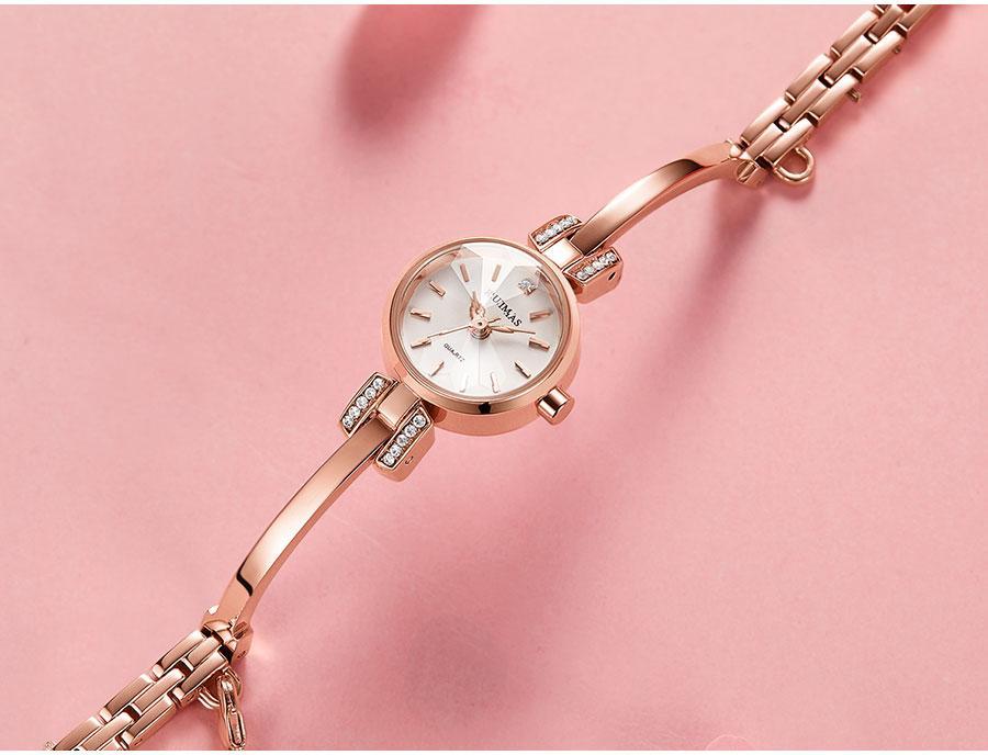 Luxury Small Silver Women Watch Modern Bracelet Wristwatch Quartz Waterproof Mini Round Design