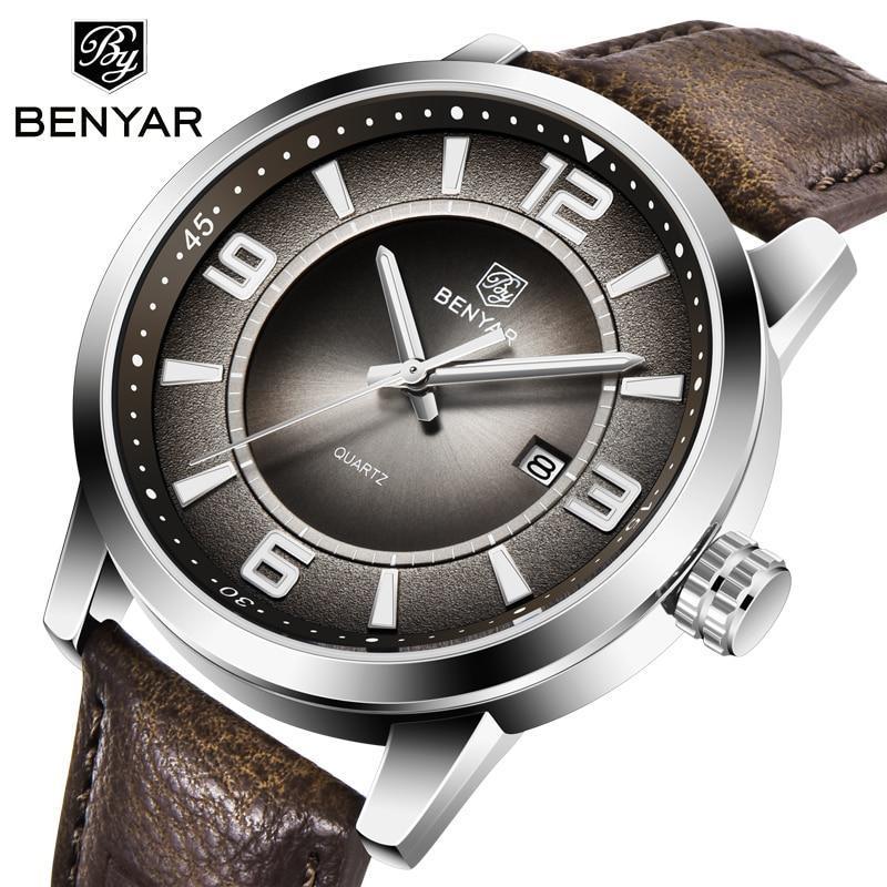 2021 New Simple Business Quartz Men Wristwatch Luxury Casual Leather Strap Waterproof Watch