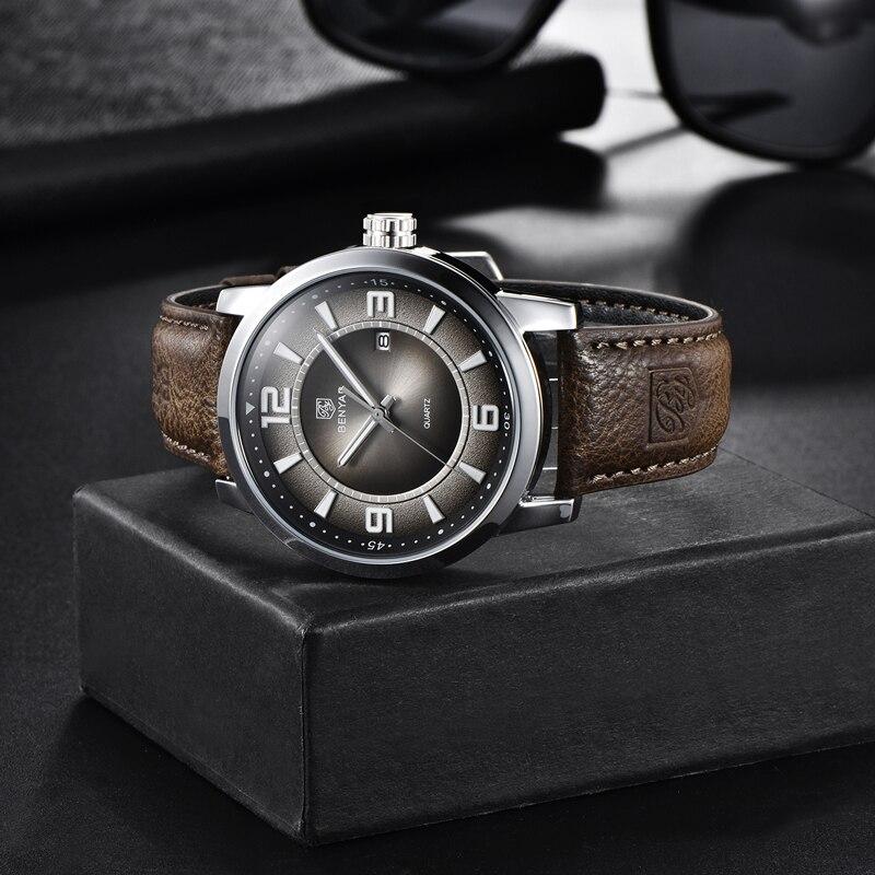 2021 New Simple Business Quartz Men Wristwatch Luxury Casual Leather Strap Waterproof Watch