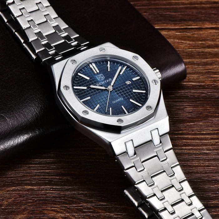 Fashion Stainless Steel Mens Quartz Analog Watch Luminous Waterproof Mens Sports Minimalist Wrist Watch