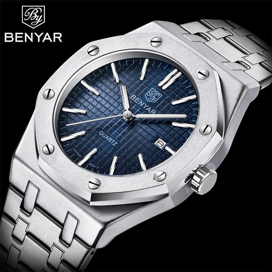 Fashion Stainless Steel Mens Quartz Analog Watch Luminous Waterproof Mens Sports Minimalist Wrist Watch