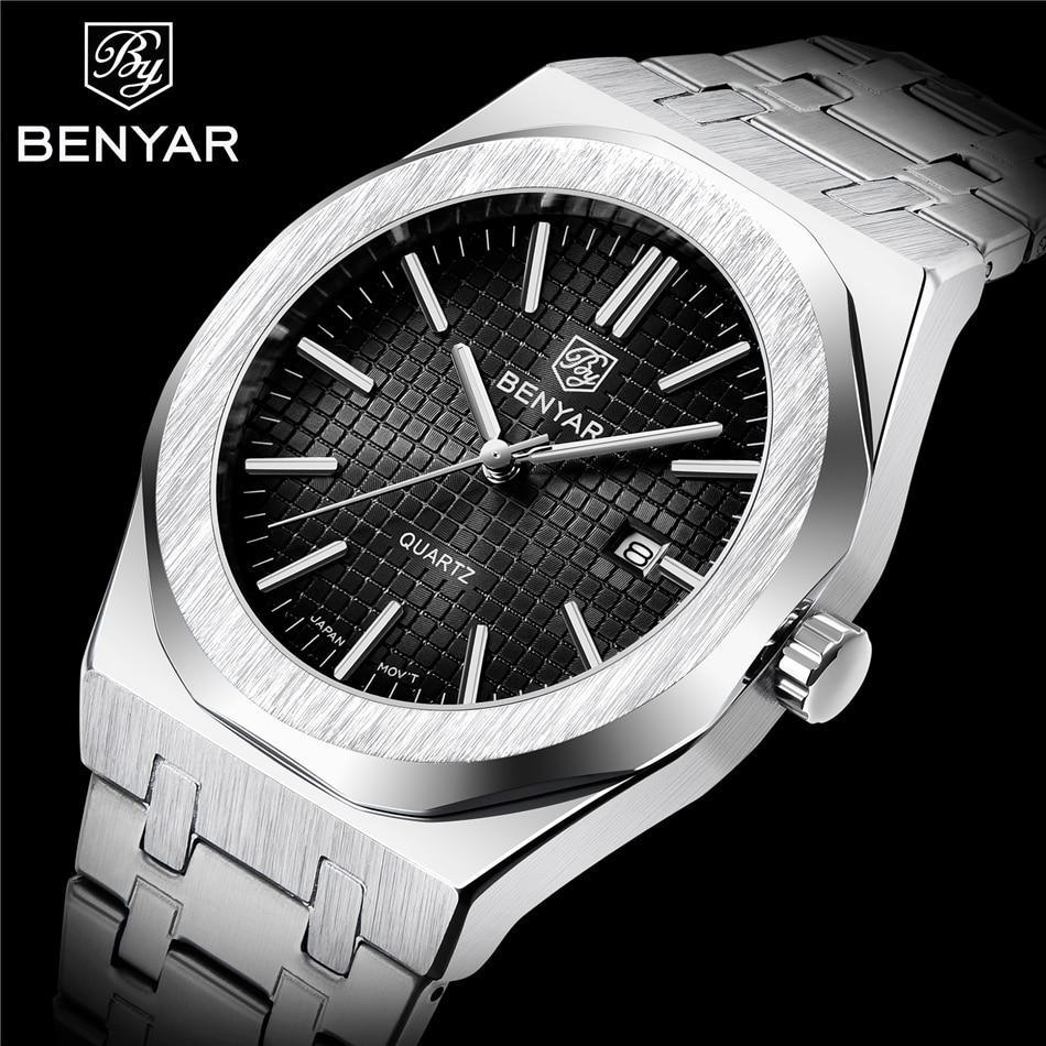 Fashion Stainless Steel Mens Quartz Analog Watch Luminous Waterproof Mens Sports Minimalist Wrist Watch