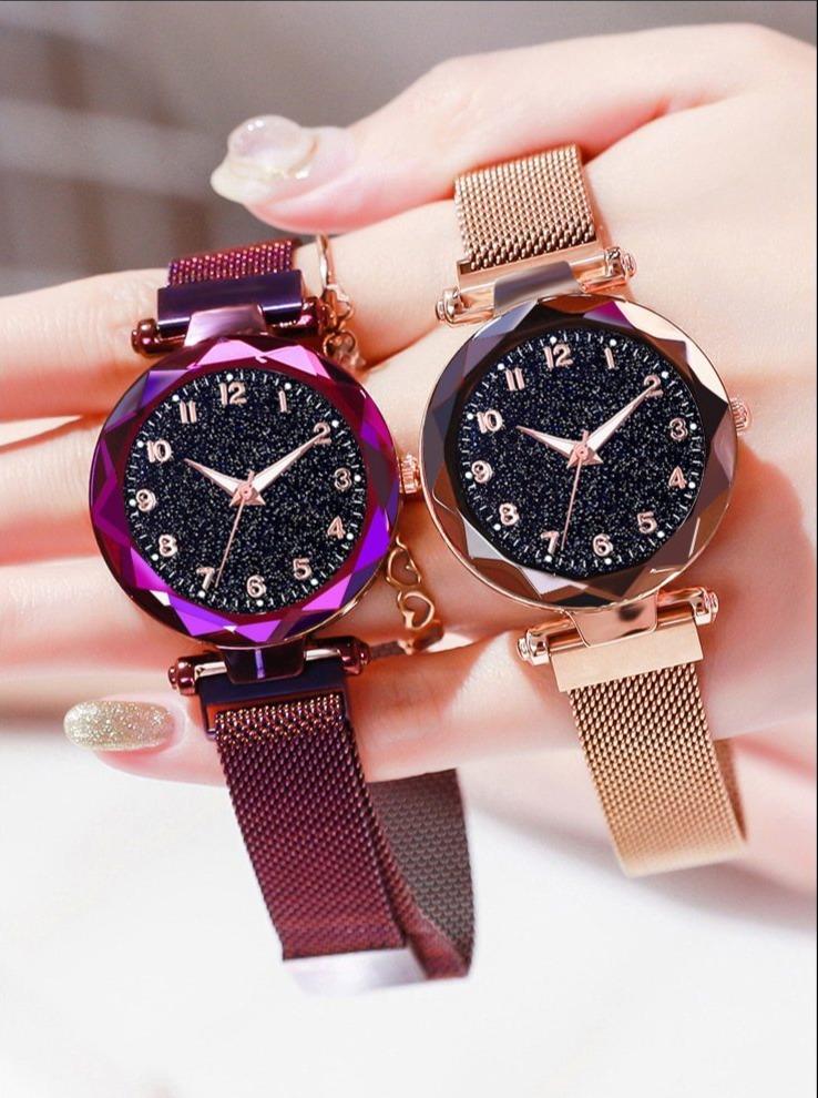 Luxury Simple Women Watches Quartz Magnetic Wristwatch Fashion Starry Sky Design Watch For Women