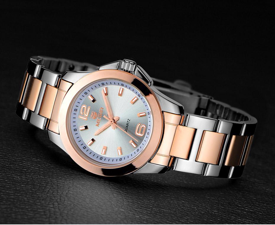 New Silver Round Women Watch Waterproof Quartz Wristwatch Modern Shine Style For Women's