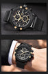 Sport Chronograph Fashion Luxury Men Watches Mesh & Rubber Band Waterproof Quartz Gold Watch For Men