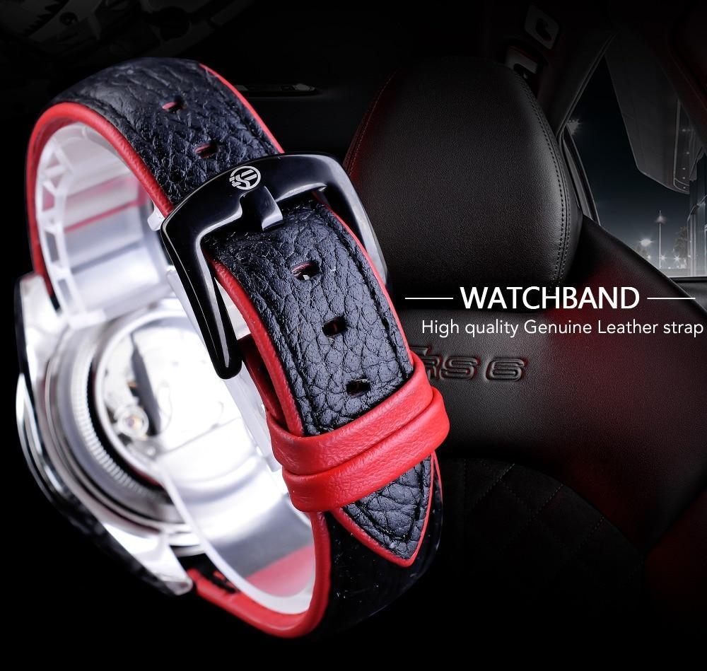 2021 Fashion Black Red Sport Mens Watches Luxury Luminous Hands Watch Elegant Leather Strap Design