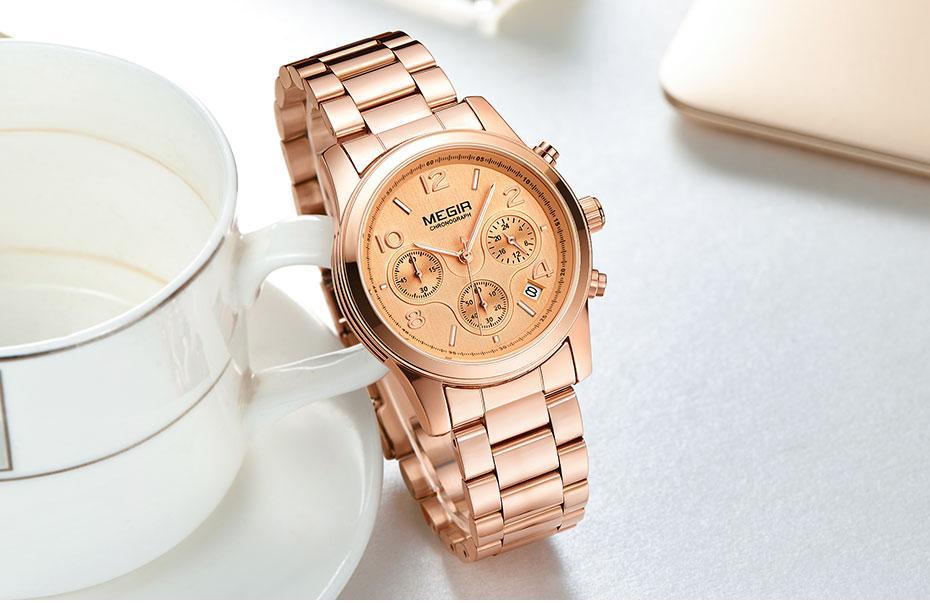 Top Luxury Quartz Women Watch Multifunctional Round Design Waterproof Stainless Business Wrist Watch