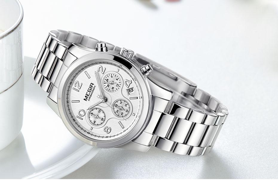 Top Luxury Quartz Women Watch Multifunctional Round Design Waterproof Stainless Business Wrist Watch