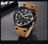 Mens Military Army Watches Analog Chronograph Watch Genuine Leather Strap Sports Casual Waterproof Male Quartz Wristwatch