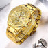 Luxury Gold Mens Watches Elegant Stainsteel Steel Strap Waterproof Sport Analog Quartz Luminous Hands Watch