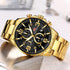 Luxury Gold Mens Watches Elegant Stainsteel Steel Strap Waterproof Sport Analog Quartz Luminous Hands Watch