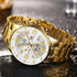 Luxury Gold Mens Watches Elegant Stainsteel Steel Strap Waterproof Sport Analog Quartz Luminous Hands Watch