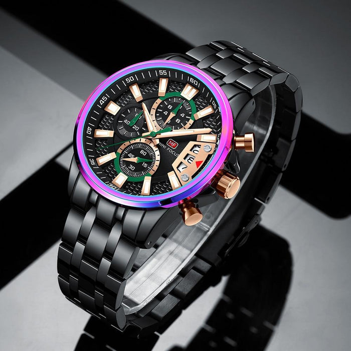 Sport Multifunctional Luxury Mens Watch Quartz Waterproof Colorful Analog Wristwatch Elegant Stainless Steel Design