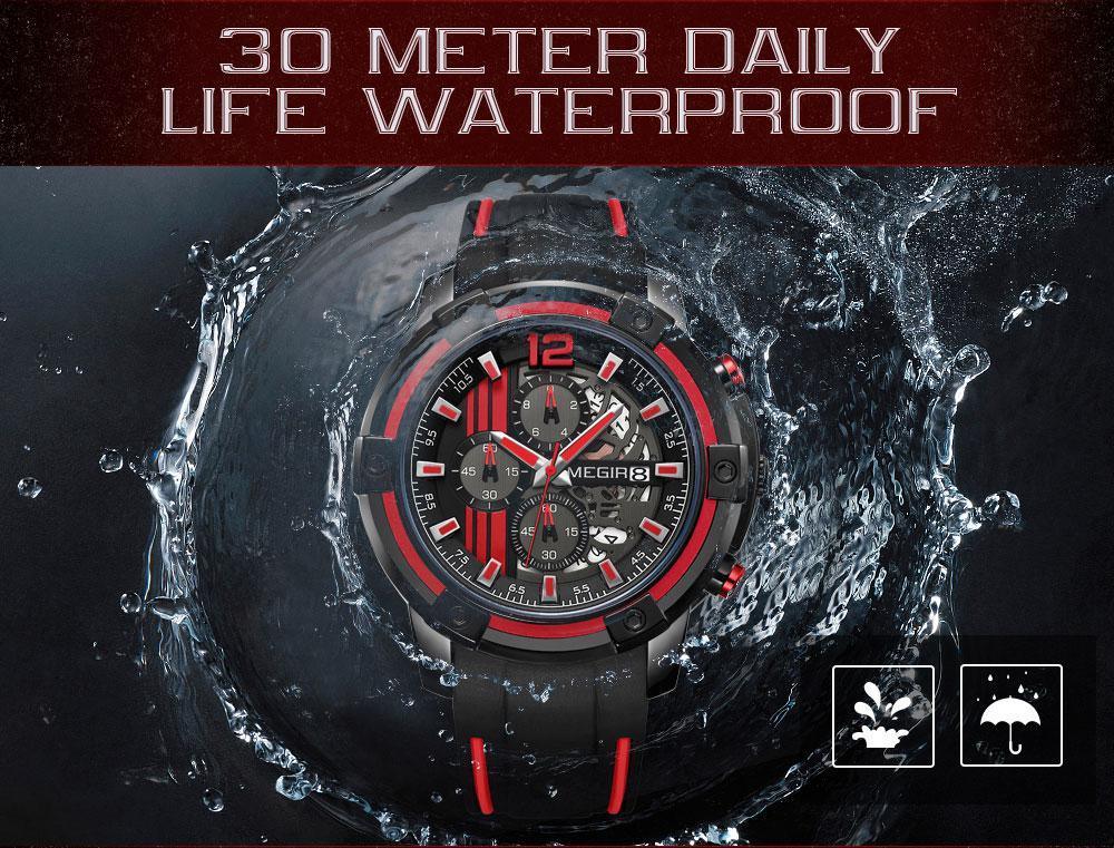 Modern Men's Black Quartz Watches Sports Silicone Strap Luminous Hands Wristwatch Luxury Waterproof Analog Watch