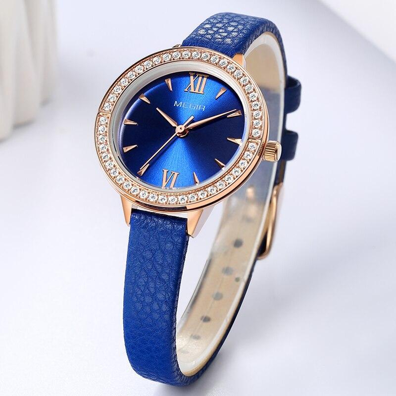 2021 Luxury New Fashion Womens Watch Waterproof Quartz Wristwatch Crystal Round Design Modern Leather Strap