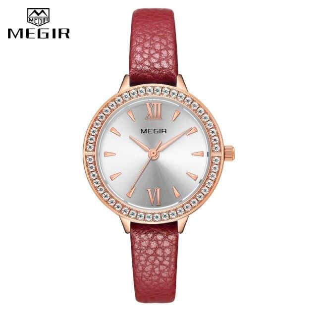 2021 Luxury New Fashion Womens Watch Waterproof Quartz Wristwatch Crystal Round Design Modern Leather Strap