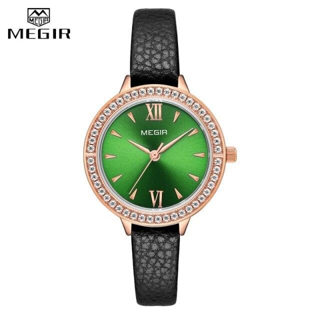 2021 Luxury New Fashion Womens Watch Waterproof Quartz Wristwatch Crystal Round Design Modern Leather Strap