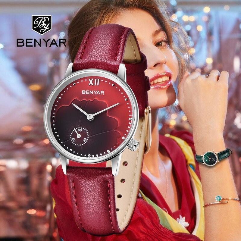 New Red Women Fashion Watch Quartz Luxury Leather Strap Analog Waterproof And Scratch Resistant Watches Excellent Gift For Women