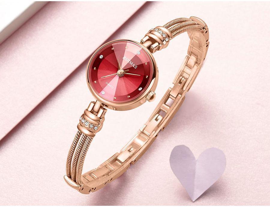 Small Fashion Round Womens Watch Quartz Luxury Rose Gold  Shine Color Waterproof WristWatch For Women