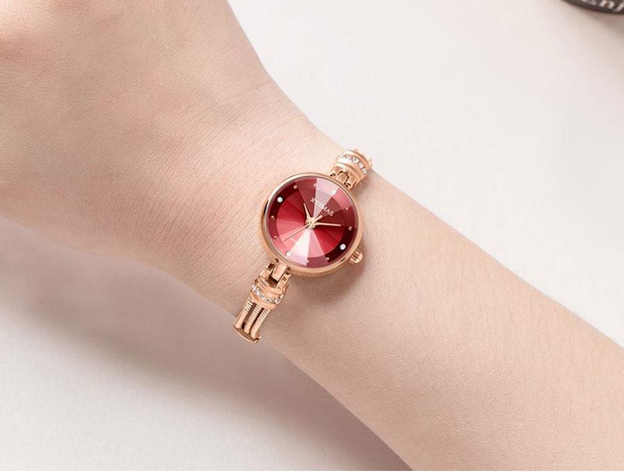 Small Fashion Round Womens Watch Quartz Luxury Rose Gold  Shine Color Waterproof WristWatch For Women