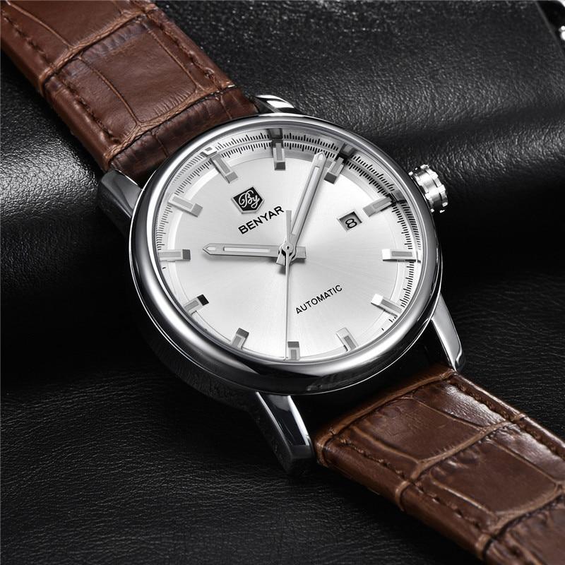 Classic New Sport Watch Top Luxury Automatic Mechanical Male Watches Water Resistent Genuine Leather Casual Men Wristwatch