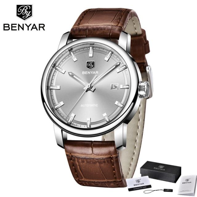 Classic New Sport Watch Top Luxury Automatic Mechanical Male Watches Water Resistent Genuine Leather Casual Men Wristwatch