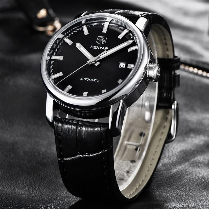 Classic New Sport Watch Top Luxury Automatic Mechanical Male Watches Water Resistent Genuine Leather Casual Men Wristwatch