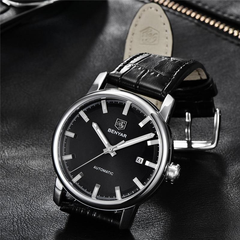 Classic New Sport Watch Top Luxury Automatic Mechanical Male Watches Water Resistent Genuine Leather Casual Men Wristwatch