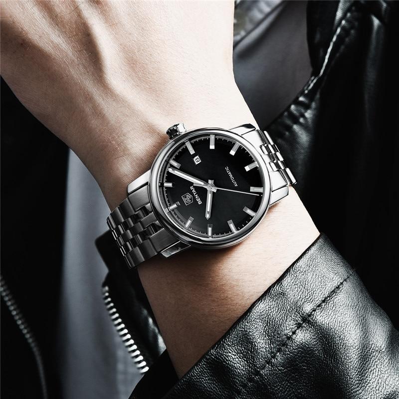 Classic New Sport Watch Top Luxury Automatic Mechanical Male Watches Water Resistent Genuine Leather Casual Men Wristwatch