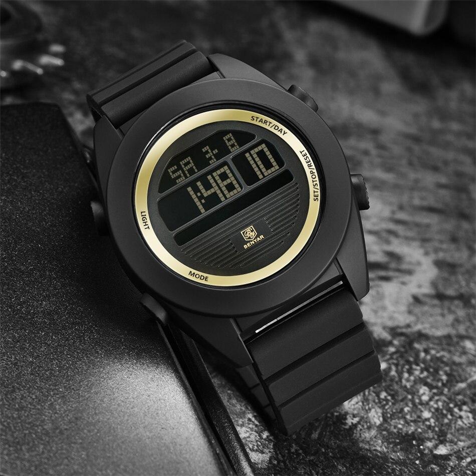 Digital Sport Men Watch Waterproof LED Wrist Watch Modern Round Black Design For Mens