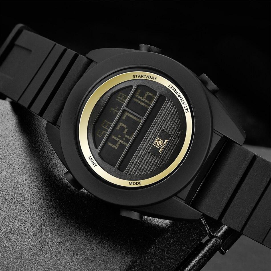 Digital Sport Men Watch Waterproof LED Wrist Watch Modern Round Black Design For Mens