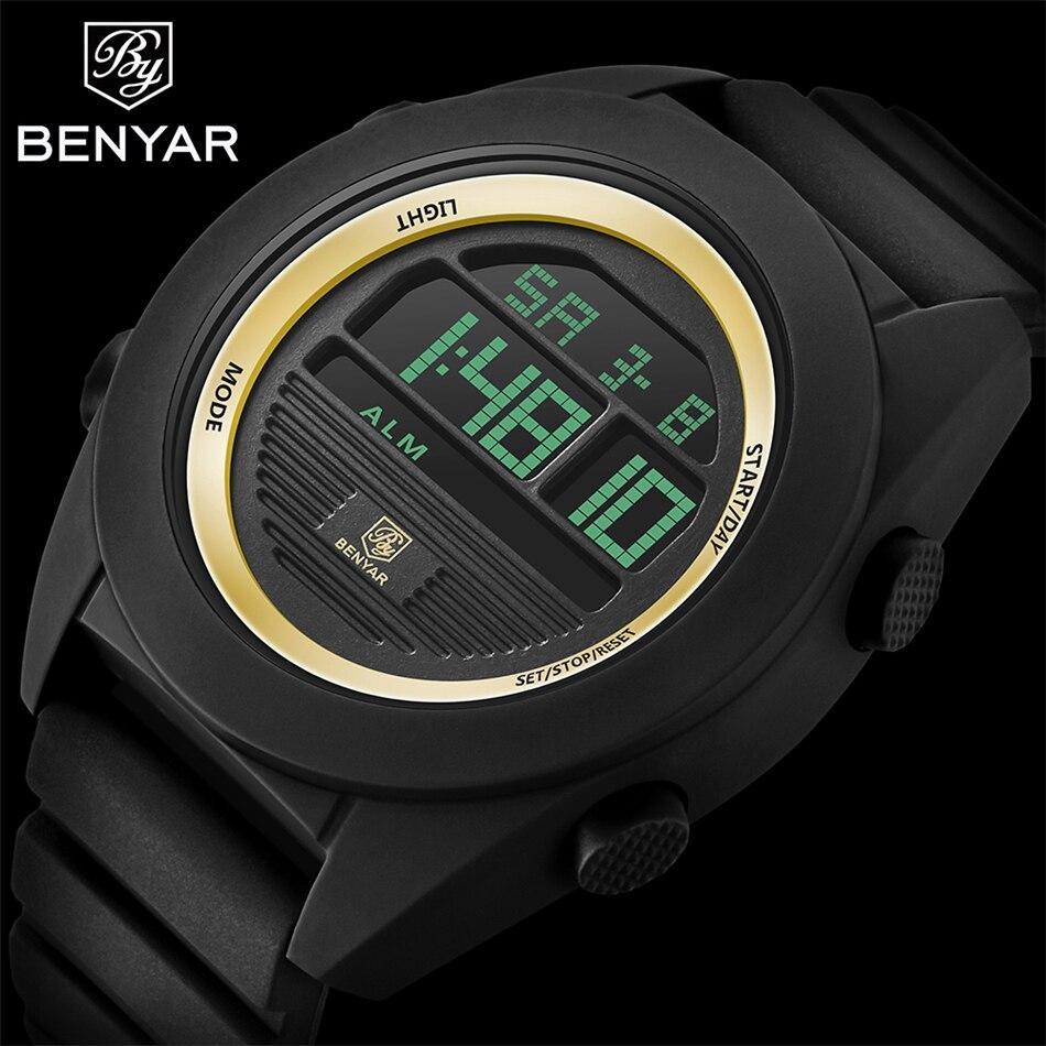 Digital Sport Men Watch Waterproof LED Wrist Watch Modern Round Black Design For Mens