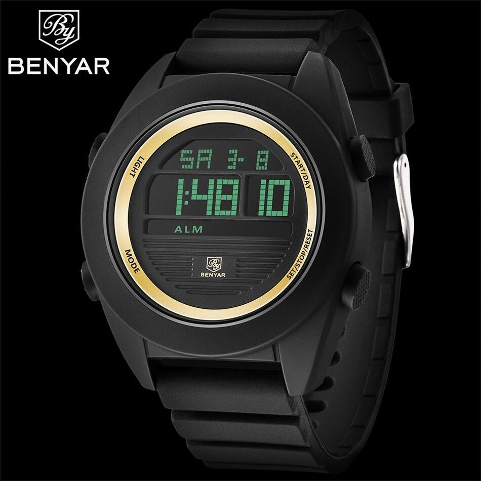 Digital Sport Men Watch Waterproof LED Wrist Watch Modern Round Black Design For Mens