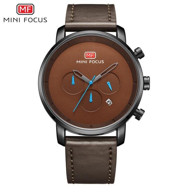 Fashion Multifunctional Mens Watches Sport Quartz Round Analog Watches Modern Leather Strap Design