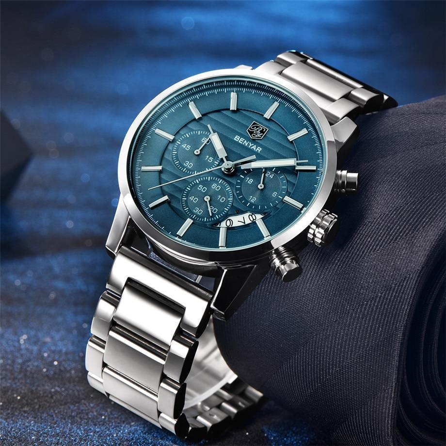 Sport Business Chronograph Steel Men Watches Top Luxury Quartz Male Analog Fashion Watchwrist