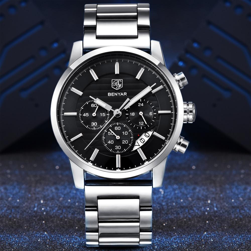 Sport Business Chronograph Steel Men Watches Top Luxury Quartz Male Analog Fashion Watchwrist